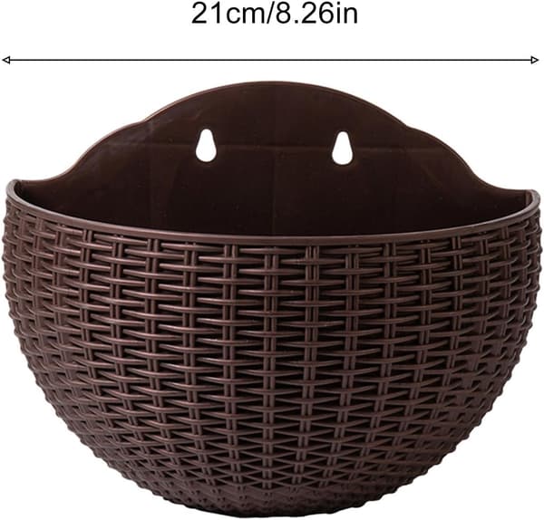 Semi-circular flower pot - decorative rustic style pot with drainage hole and hooks | wall mounted pot (FMY)