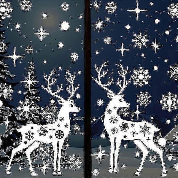 2 stk. Ren statisk vindusdekal juledekorasjon jul hvit snøfnugg-klistremerke jul