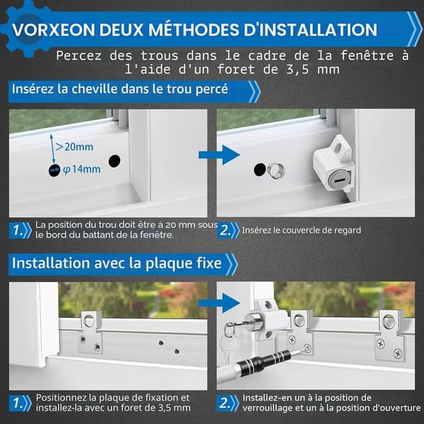 Patio Sliding Door Lock, White, Sliding Door Lock, Blocks Sliding Windows or Patio Doors with Keys, Increased Home Security (2 pcs)