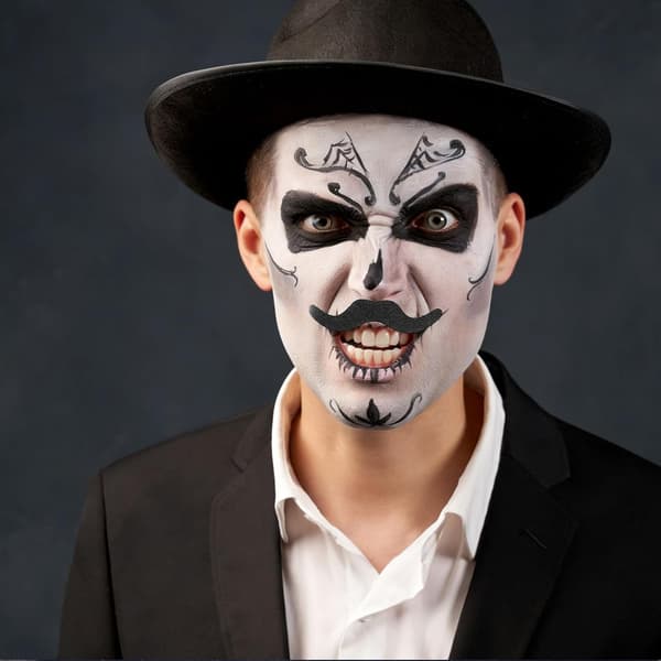 6 kpl tekoviiksiä Halloween-kauden itseliimautuvia polyesterirekvisiittoja hopea