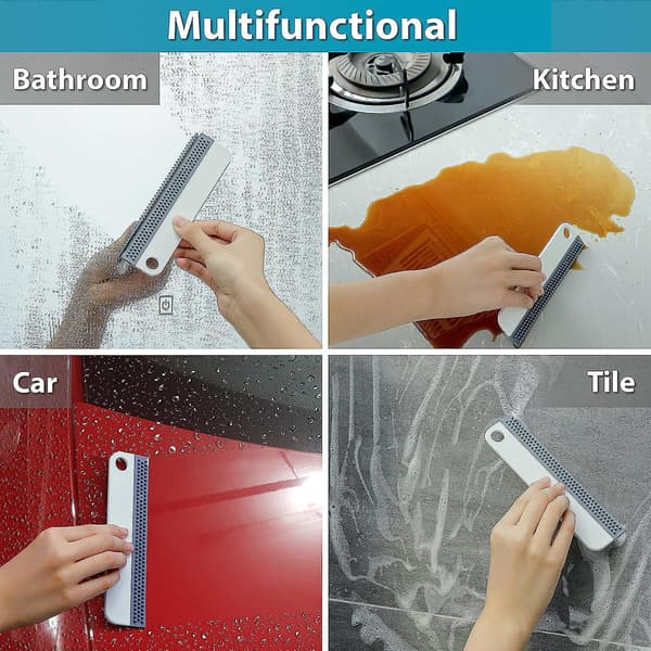 2X Window Scrapers, Shower Squeegees, Silicone Squeegees for Cleaning Mirrors, Windows and Surfaces in Kitchen, Bathroom, Car, No Scratches - Sil_tfrf