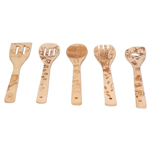 Bamboo Wooden Spoons Personalized Graffiti Spoon Scratch-Resistant High Temperature Resistant Cooking Spatula