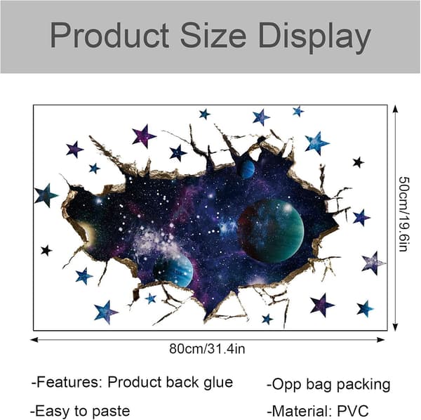 3D Galaxy Blå Kosmisk Vintergata Väggdekaler, Simuleringsspricka H