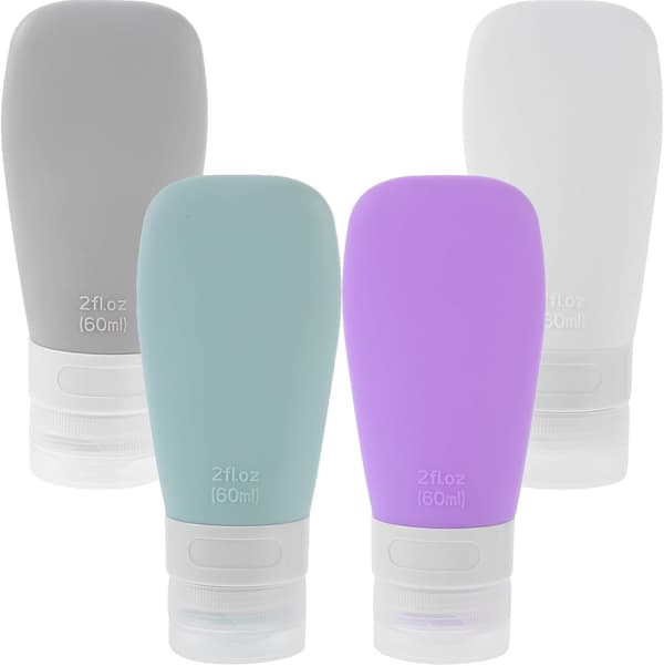 4 stk silikonklemflasker 60 ml påfyllbare reisesjampodispensere bærbare tomme lotionbeholdere for bruk og daglig