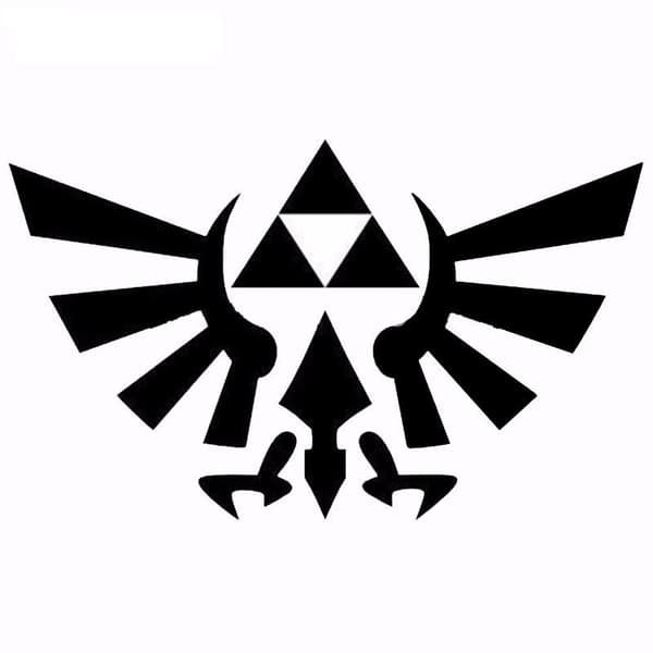 2 stk. Triforce Vinger Dekal 15,5 cm x 9,4 cm (Sort og Hvid)