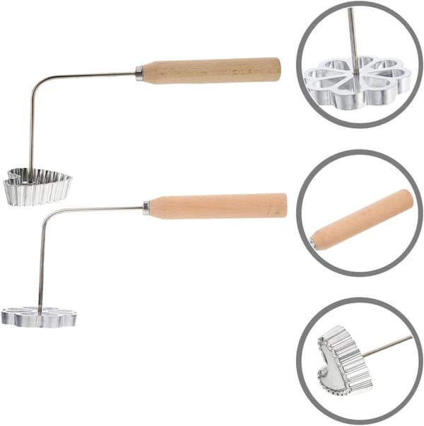 2 st friterad snackform oljedegform robust non-stick aluminiumlegering trä köksredskap