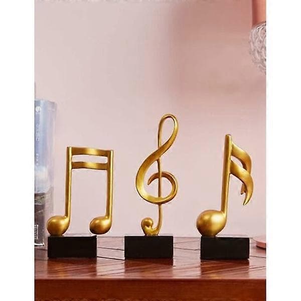 3 stk. dekorative figurer, noder, skulptur, statue, moderne musikkunst til juleklaver, fødselsdagsgave, harpiks, guld