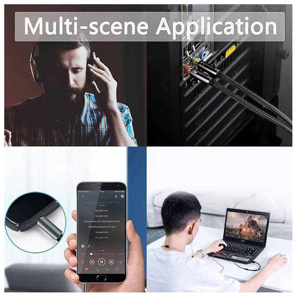 3,5 mm stereolydstikadapter, Y-splitteradapter til hovedtelefoner og mikrofoner, til pc, PS4, Xbox One og computere - 0,5 m kabel