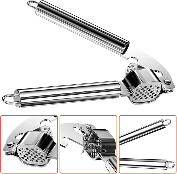 Garlic Press, Stainless Steel Garlic Press, Practical Kitchen Utensils