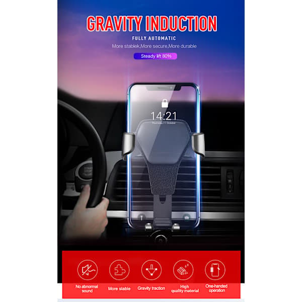 Autopuhelinteline - Gravity-autoteline ilmanottoaukko Musta