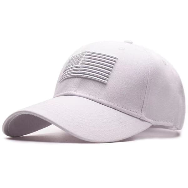 Hvit Amerikansk Flagg Brodert Lavprofil Baseballcaps US Flagg Hatt Justerbar hvit white