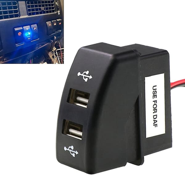 Bil Dobbelt USB-oplader 5V 2.1A Bil USB-stik Biltilbehør til Daf Lastbil Daf 95 XF XF 106 10