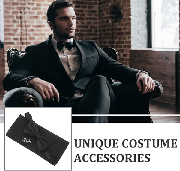 Satin butterfly and handkerchief set for men with cufflinks, groom's suit accessories