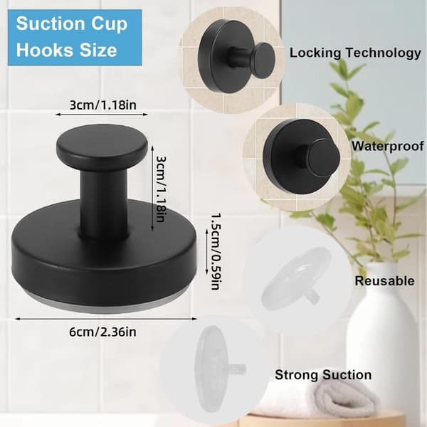 Stainless Steel Suction Cup Hook, No Drilling, Traceless, for Kitchen Bathroom, Gold, 1-Pack