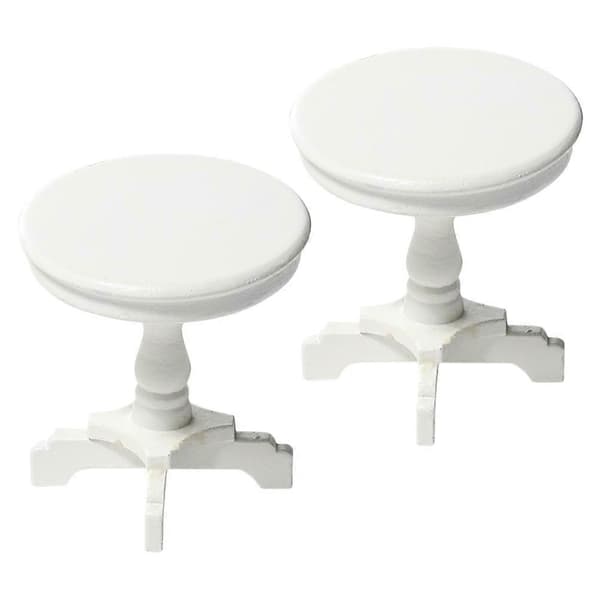 Miniatyrbord Dukkehus Sidebord for Dekorasjon 2 stk Hvit Tre Rund Design