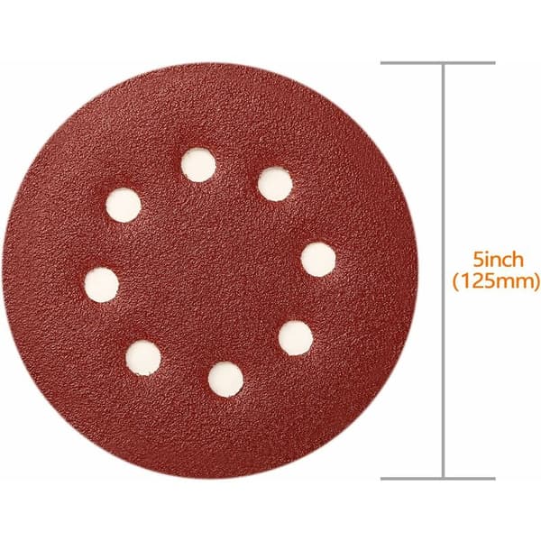 50 pcs Sandpaper, 125mm 5 inch 8-hole Sandpaper for Random Orbital Sander and All Oscillating Tools (2000 x 50 pcs)
