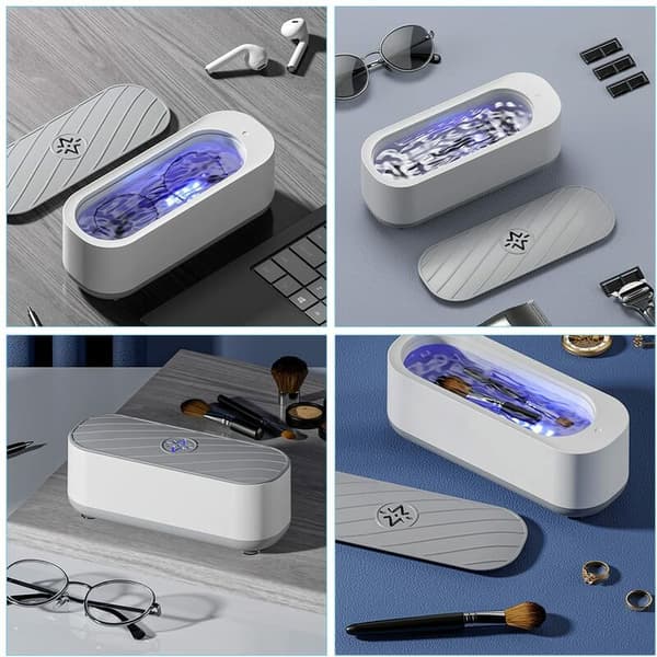 Ultralydsrenser, bærbar ultralydsrenser med USB til smykker, briller, ure, barbermaskiner (hvid??)