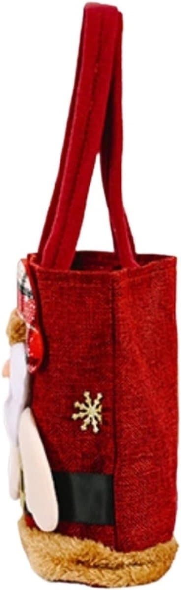 Julegavepose – Slikpose i stof – Snørelukning – Genanvendelig æblepose – 37×20 cm – Rød – Hør