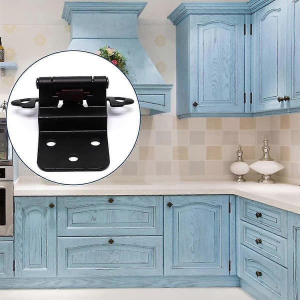 Cabinet Hinges, 8-Pack 3/8 Inch Inset Black Door Hinges, Self-Closing Black Hinges for Flat Front Mount Cabinet Doors