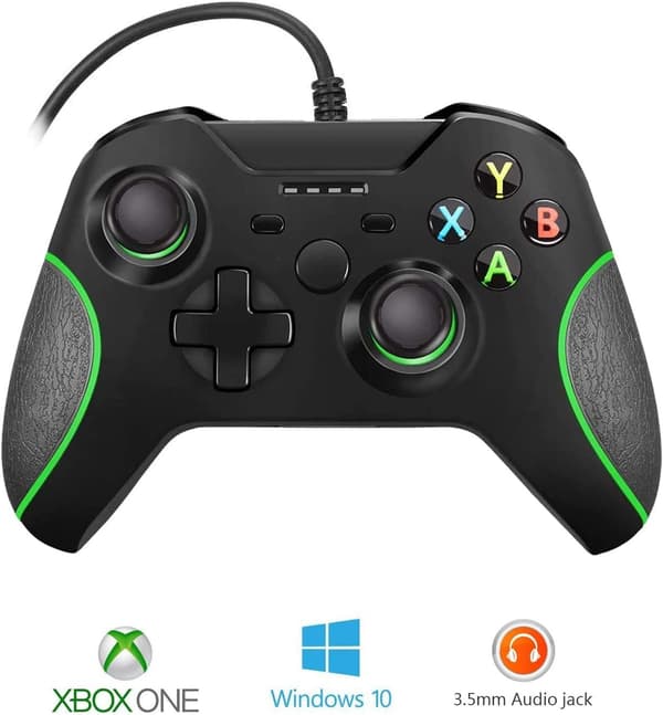 Kablet kontroller for Xbox One, dobbel vibrasjon USB Xbox One kablet spillkontroller for Xbox One PC Windows 7/8/10 (svart)