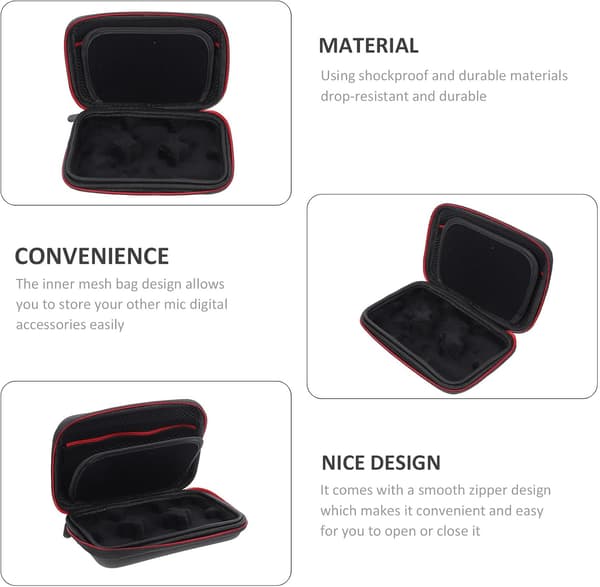 Wireless Microphone Bag, Black Canvas Microphone Storage Pouch with Shockproof Protection