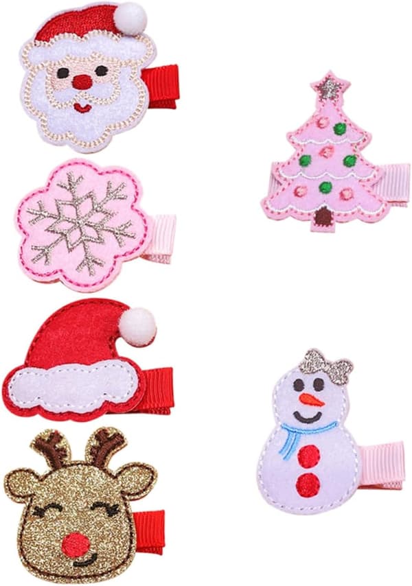 6 stk julehårklemmer Juletema Hårspenner Hårklemmer for jenter Juleferie Snøfnuggdesign
