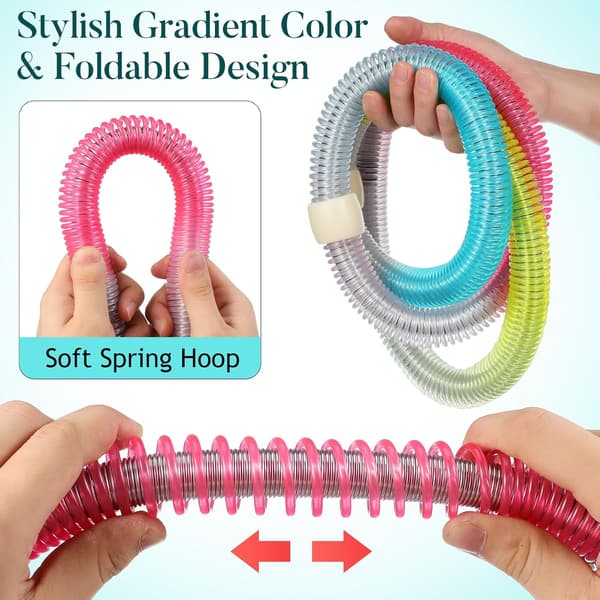 Women's Spring Soft Gradient Foldable Hula Hoop for Fitness and Abdominal Training Adjustable Exercise Hoop