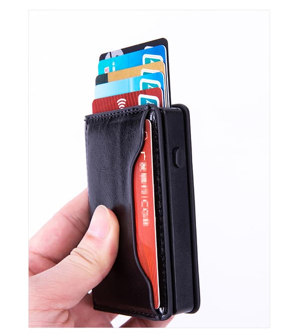 (Sort PU) Minimalistisk taktisk herrepunge, Anti-RFID-B Metal Sl