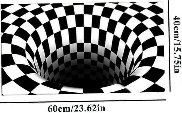 Optisk Måtte, 3D Dørmåtter Optisk Måtte Abstrakt Geometrisk Skridsikker Måtte 40x60cm Sort, Hvid 1 stk