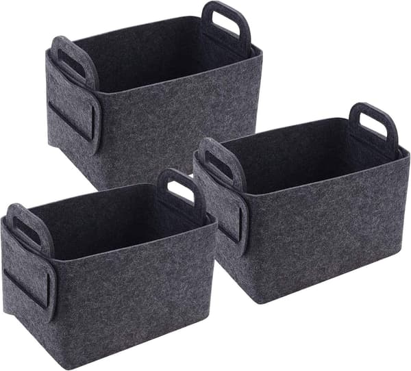 3 st förvaringslådor i filt (mörkgrå) Mörkgrå Dark Gray