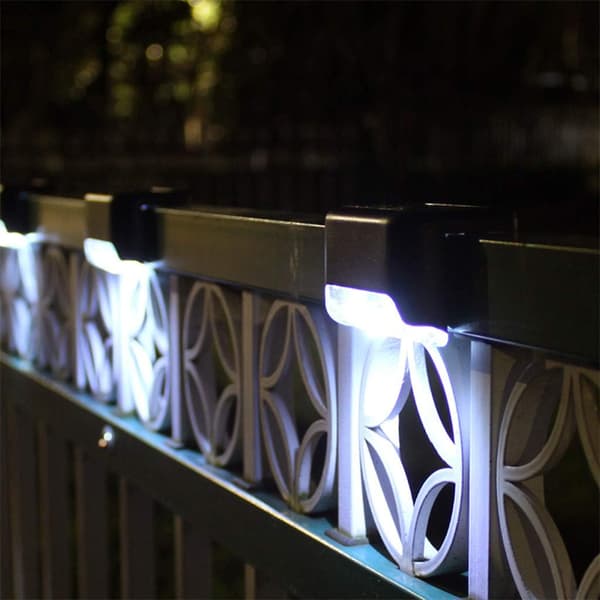 4 stk LED solcellelamper for trapper utendørs, hage, gjerde, vegg, landskapslampe, hvitt lys