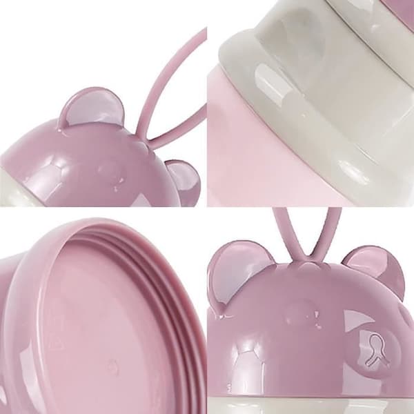Melkepulverdispenser, 2-delt stablebar melkepulverbeholder, bærbar 4-roms melkedispenser, babysnacks