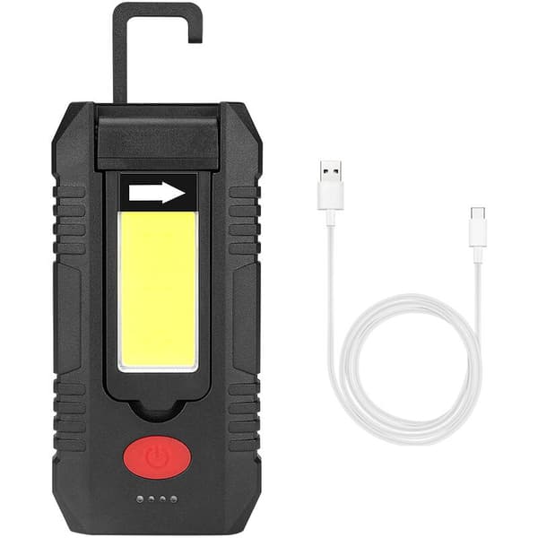 USB Rechargeable Camping Lamp with Strong Magnetic Hook LED Work Light 4 Lighting Modes Super Bright COB LED