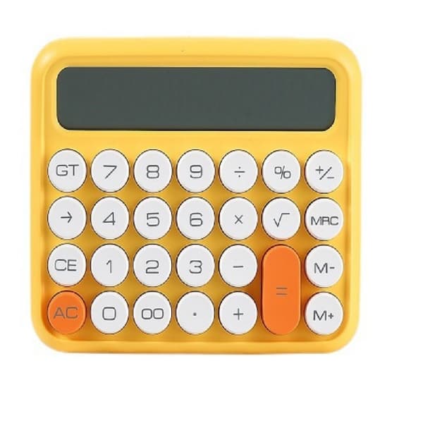 Mechanical Switch Calculator 12 Digits, Desktop Large Display and Buttons, Calculator with Large LCD Display (Yellow)