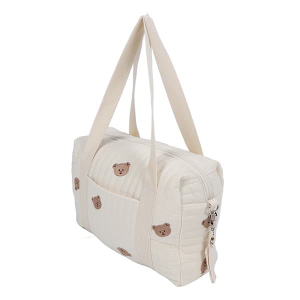 Multifunctional Stroller Bag Embroidery Zipper Reusable Handbag Diaper Bag Bear Bag