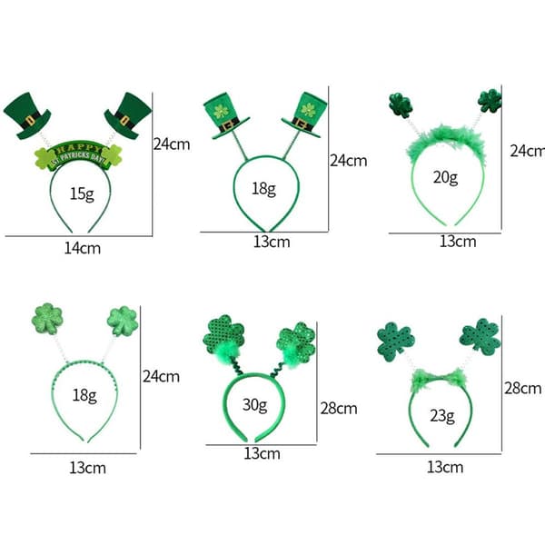 Pannebånd til St. Patrick's Day-dekorasjon med 6 stykker irske grønne hodeplagg KLB