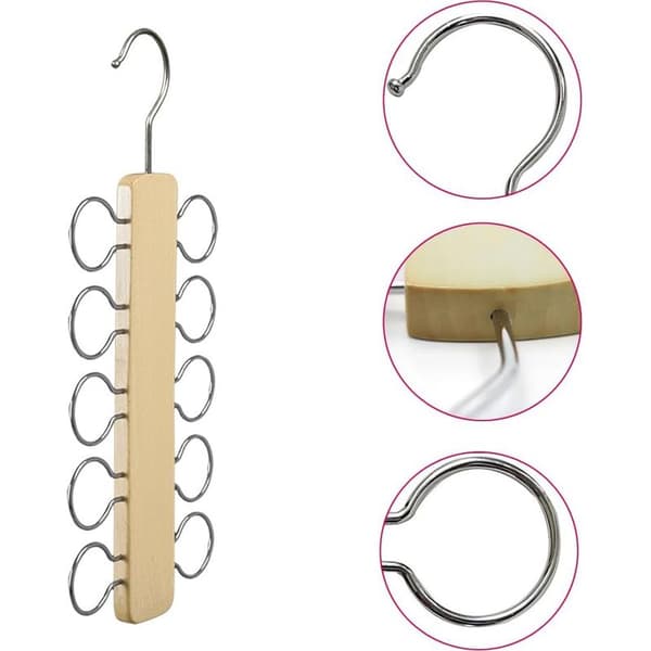 Skjerfhenger, Tre, 10 Metallkroker, Garderobeoppbevaring, Skjerf, Slips, Belter, Garderobe