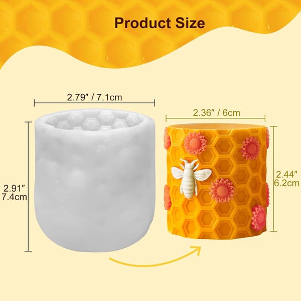 Honeycomb Silikone Lysform, 3D Bi og Solsikke Cylinder Lysforme til Fremstilling af Lys, Voks, Sæber, Polymer, Resin