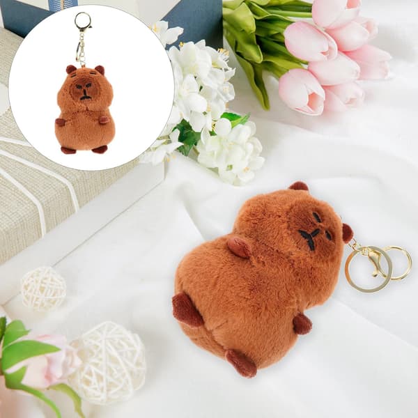 Plush Capybara Keychain Charm, Stuffed Fluffy Capybara Pendant