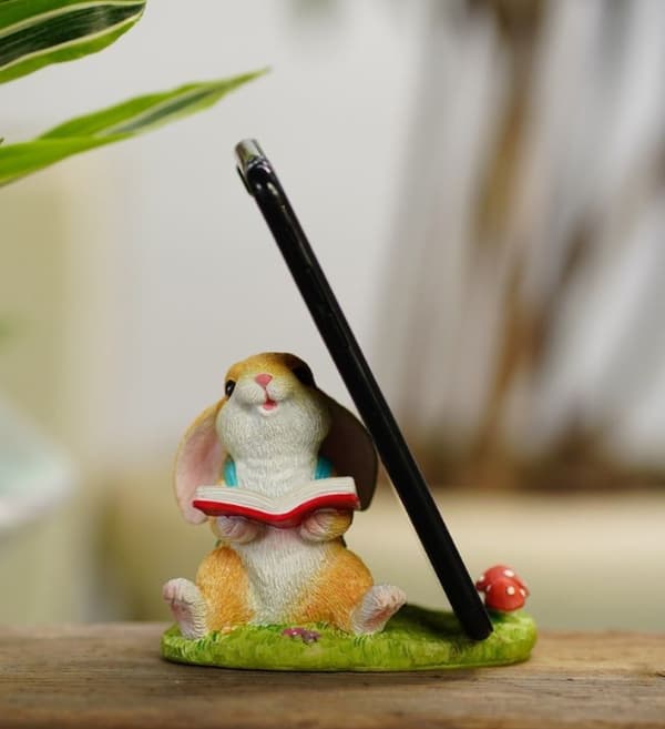 Kanin Boglæsende Telefonholder, Sød Dyrefigur, Kontorbordstilbehør
