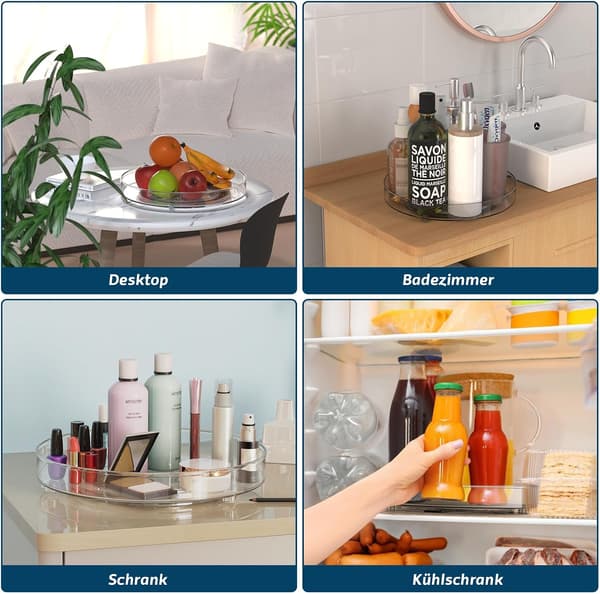 Refrigerator Turntable Tray, 27 cm + 23.5 cm, Refrigerator Turntable, Spice Rack, Spice, Yogurt Storage Box, 2 Pieces