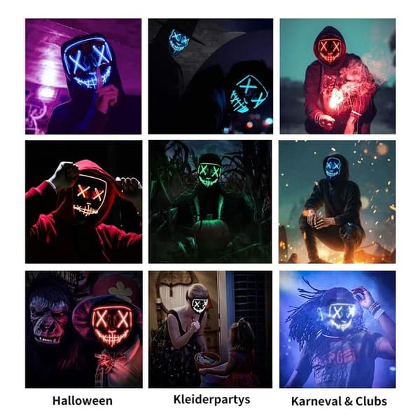 Halloween-naamio, LED-puhdistusnaamio, hehkuu pimeässä, Halloween-puhdistusnaamio