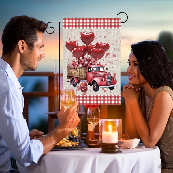 Valentinsdag hageflagg – Valentinsdag hageflagg | Dobbeltsidige Valentinsdag husflagg for dekorasjon | Fa