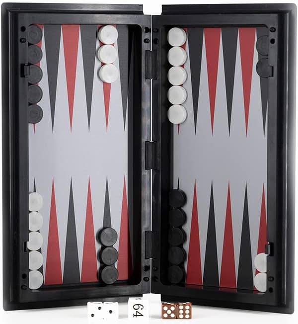 3-i-1 Schack Dam Backgammon Set, Magnetiskt Reseschack med Vikbart Fodral 9,8 Tum