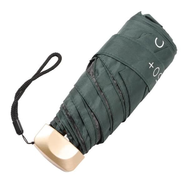 Mini Paraply 6 Ribber Sammenklappeligt Paraply 6 Ribber Bagage Paraply Mørkegrøn PARAPLY