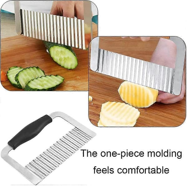 Potetskreller i rustfritt stål med bølgete blad for grønnsaker - Rynkekutter for chips, pommes frites, grønnsaker og frukt