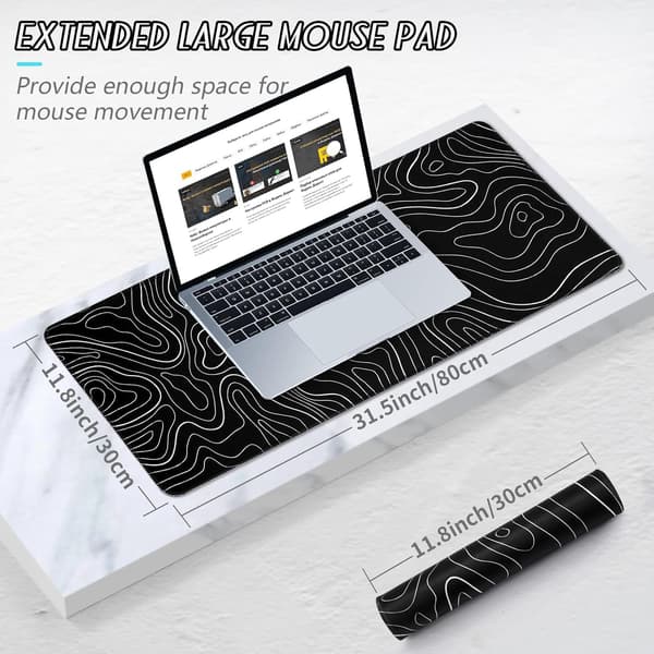 Gaming musematte stor skrivebordsmatte (800×300×3MM) vaskbar musematte skrivebordsmatte for bærbar PC