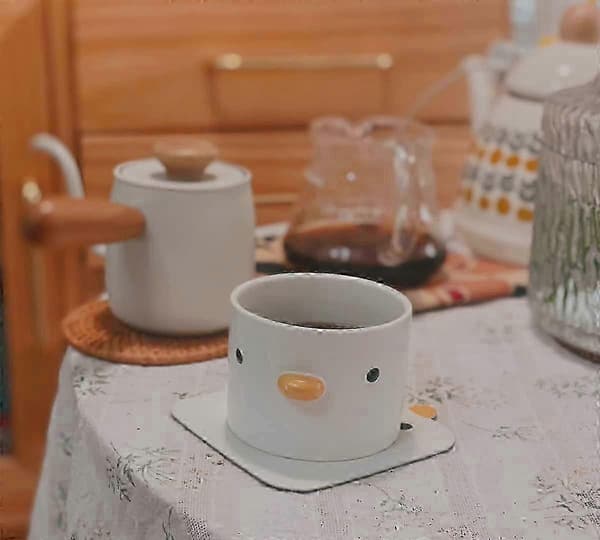 Rolig kycklingkaffekopp, handglaserad ankmugg, säker keramisk espressokopp, 200 ml söt tekopp