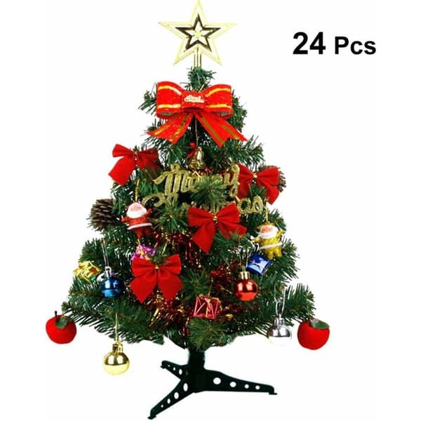 Artificial Christmas Tree Small Christmas Tree with Decoration and Basic Ornaments for Winter Holidays (60cm)