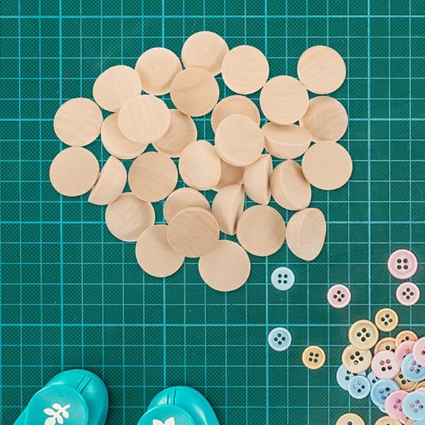 100 stk 30 mm naturlige halve træperler Mini halvkugle Ubehandlede træperler